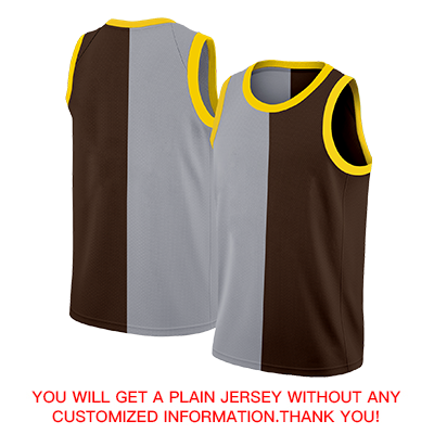 Custom Brown Yellow-White Split Fashion Tops Basketball Jersey Limited
