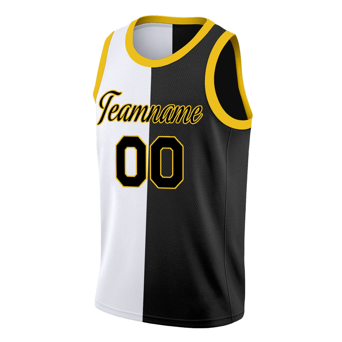 Custom White Black-Yellow Split Fashion Tops Basketball Jersey Limited