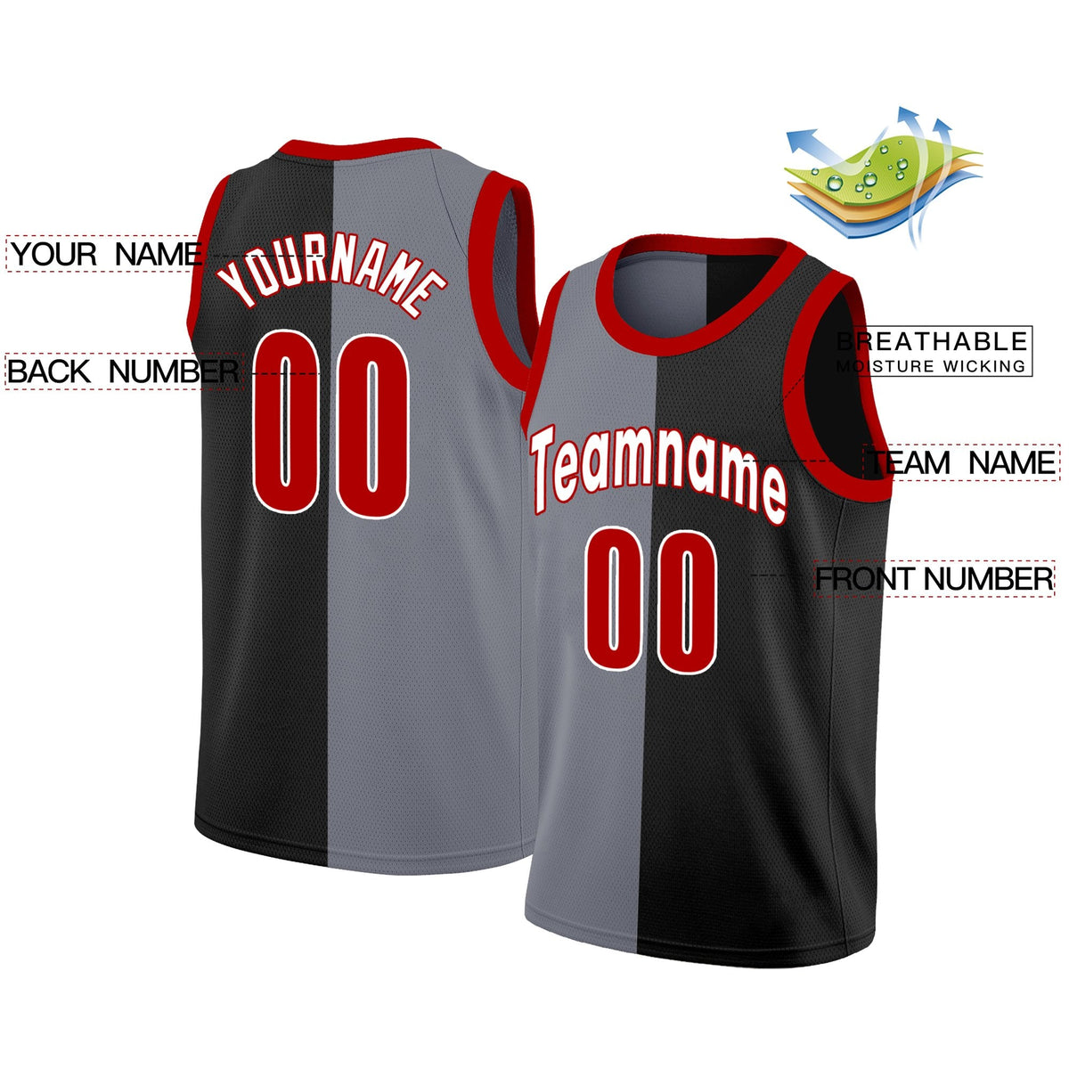 Custom Black White Split Fashion Tops Basketball Jersey Limited