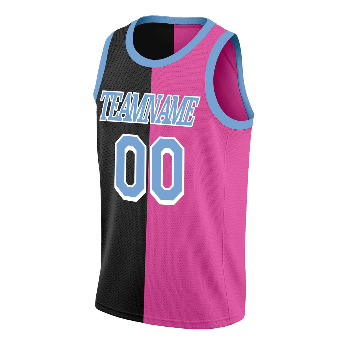 Custom Pink Blac-Blue Split Fashion Tops Basketball Jersey Limited