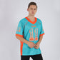 Custom Aqua Orange-White Mesh Drift Fashion Football Jersey Limited