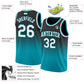 Custom Black White-Teal Authentic Fade Fashion Basketball Jersey Limited