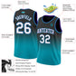 Custom Black White-Teal Authentic Fade Fashion Basketball Jersey Limited