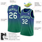 Custom Royal White-Kelly Green Authentic Fade Fashion Basketball Jersey Limited