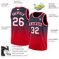 Custom Navy White-Red Authentic Fade Fashion Basketball Jersey Limited