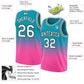 Custom Teal White-Pink Authentic Fade Fashion Basketball Jersey Limited