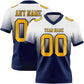 Custom White Gold-Navy Authentic Fade Fashion Football Jersey