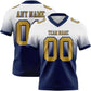 Custom White Old Gold-Navy Authentic Fade Fashion Football Jersey