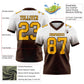 Custom White Gold-Brown Authentic Fade Fashion Football Jersey Limited