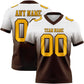 Custom White Gold-Brown Authentic Fade Fashion Football Jersey
