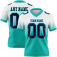 Custom White Navy-Aqua Authentic Fade Fashion Football Jersey