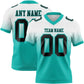 Custom White Black-Aqua Authentic Fade Fashion Football Jersey