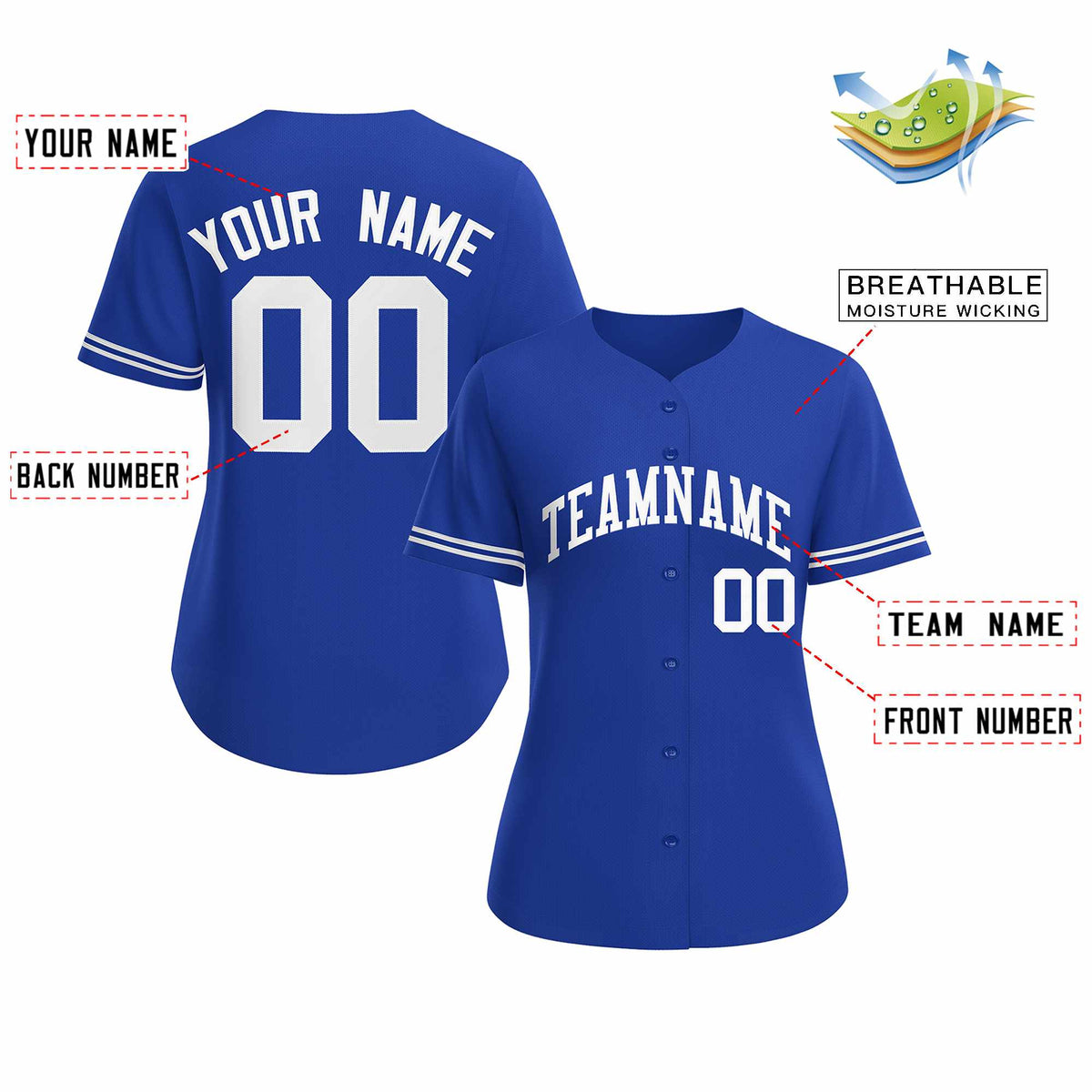 Custom Royal White Classic Style Baseball Jersey for Women Limited