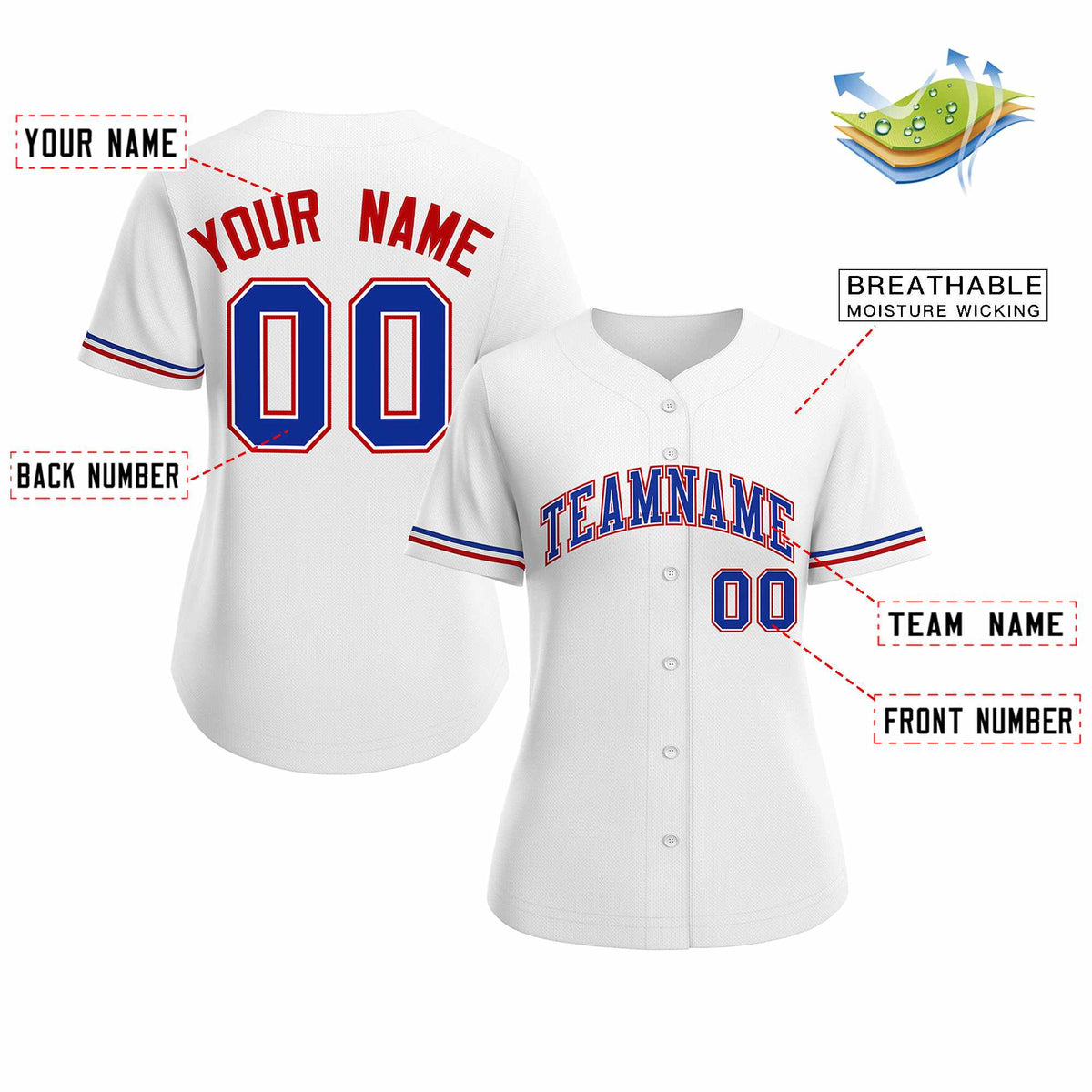 Custom White Royal Classic Style Baseball Jersey for Women Limited