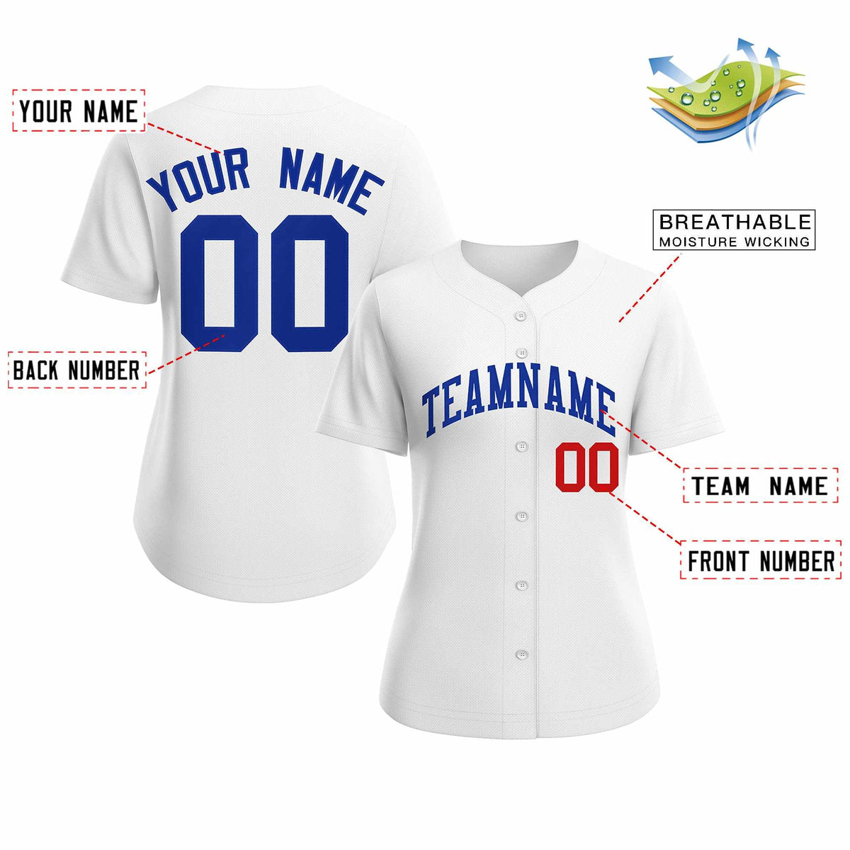 Custom White Royal Classic Style Baseball Jersey for Women Limited