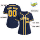 Custom Navy Yellow-White Classic Style Baseball Jersey For Women Limited