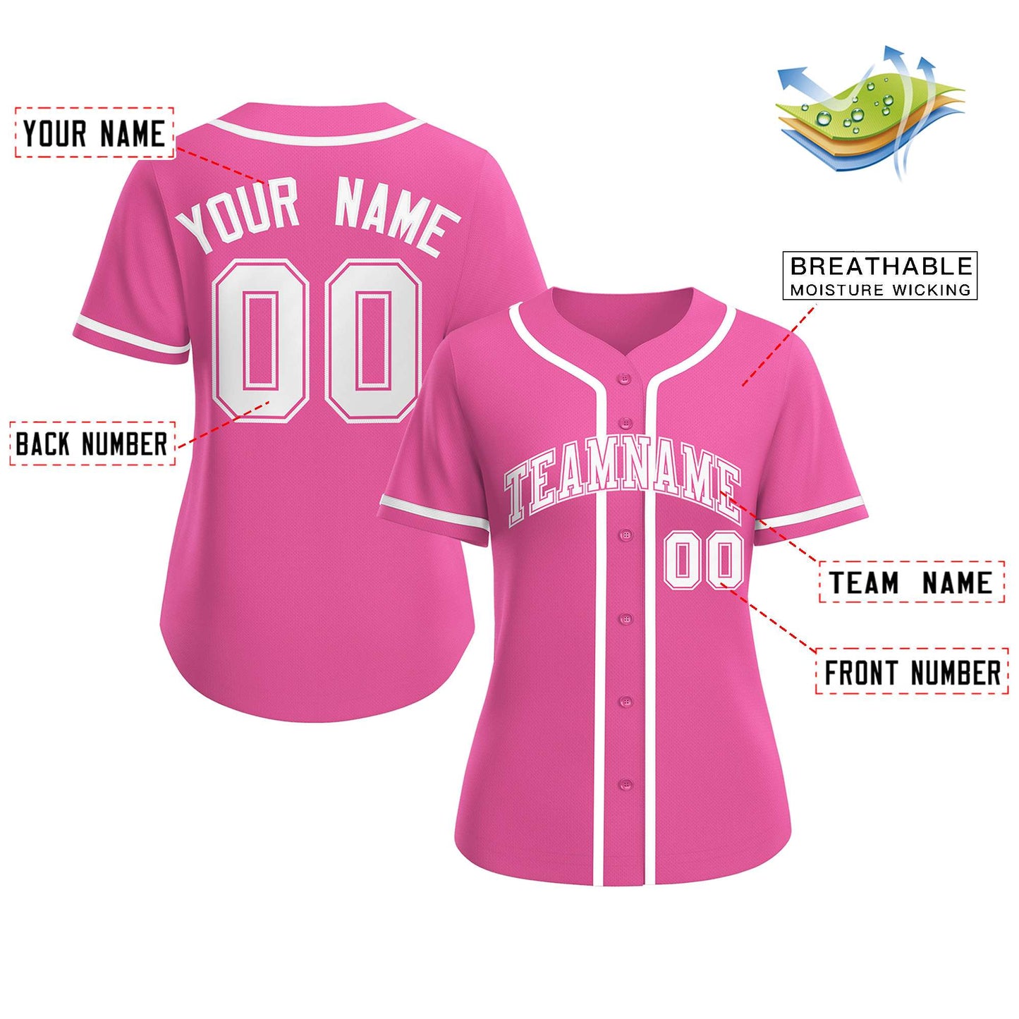Custom Pink White-Pink Classic Style Baseball Jersey For Women Limited