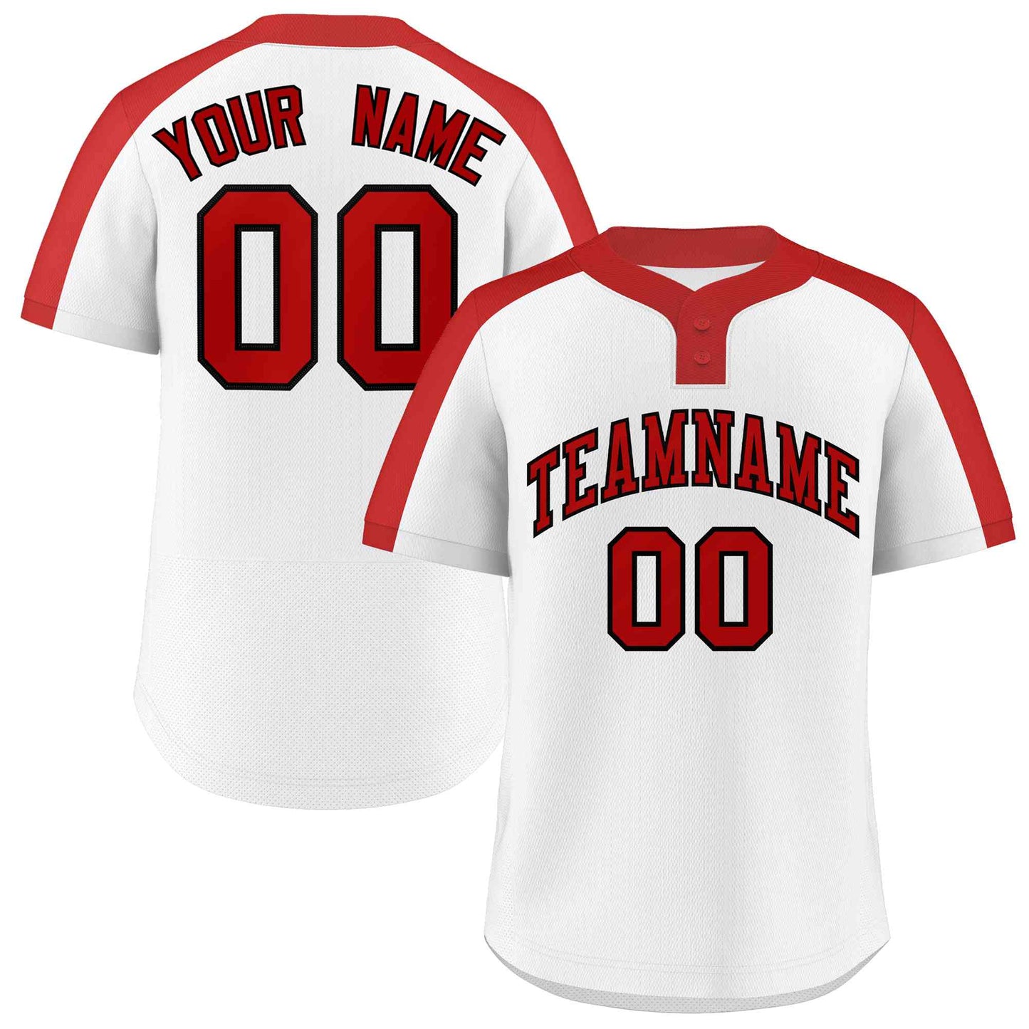 Custom White Red-Black Classic Style Authentic Two-Button Softball Jersey