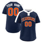 Custom Navy Orange-Navy Classic Style Authentic Two-Button Softball Jersey