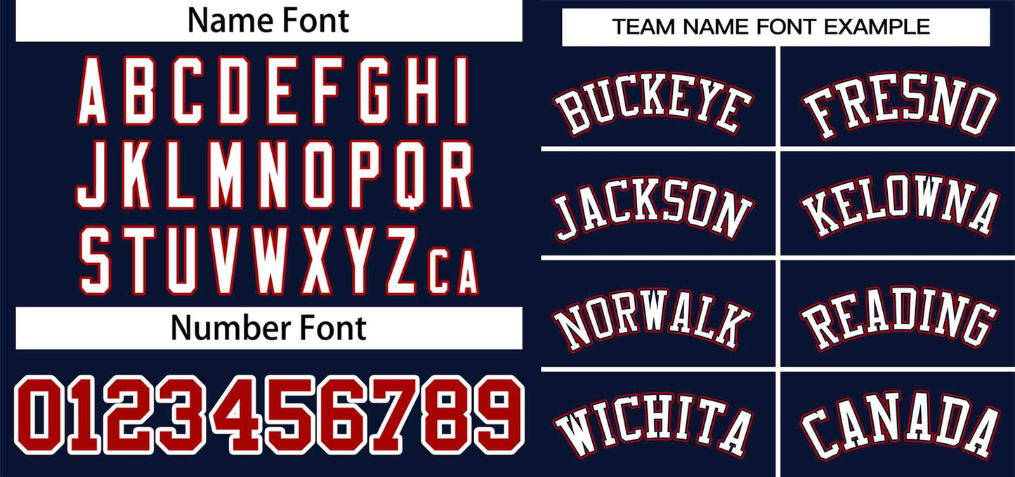 Custom Navy White-Red Classic Style Authentic Two-Button Softball Jersey Limited