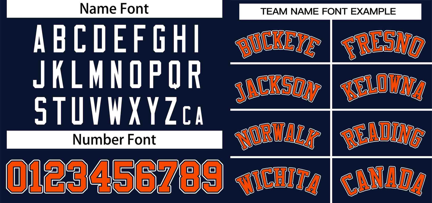 Custom Navy Orange-White Classic Style Authentic Two-Button Softball Jersey Limited