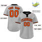 Custom Gray Orange-Black Classic Style Authentic Two-Button Softball Jersey Limited