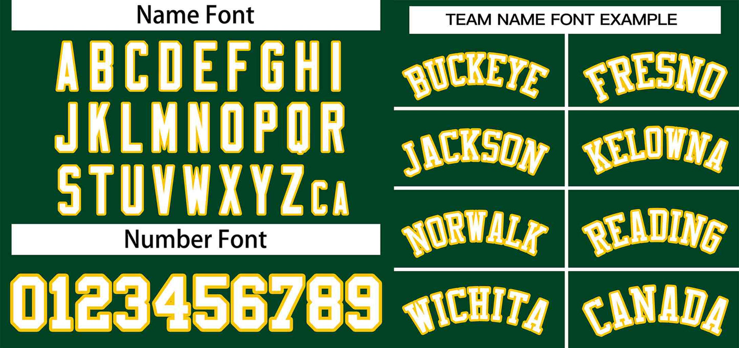 Custom Green White-Gold Classic Style Authentic Two-Button Softball Jersey Limited