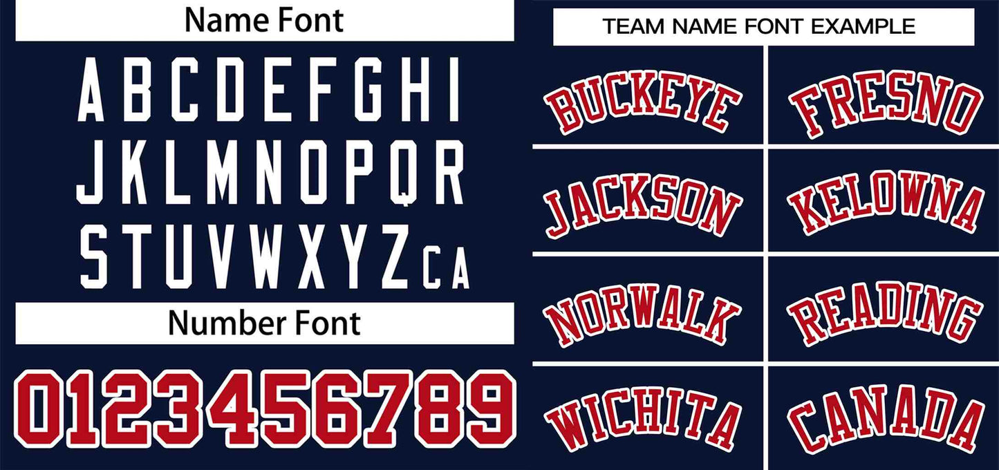 Custom Navy Red-White Classic Style Authentic Two-Button Softball Jersey Limited