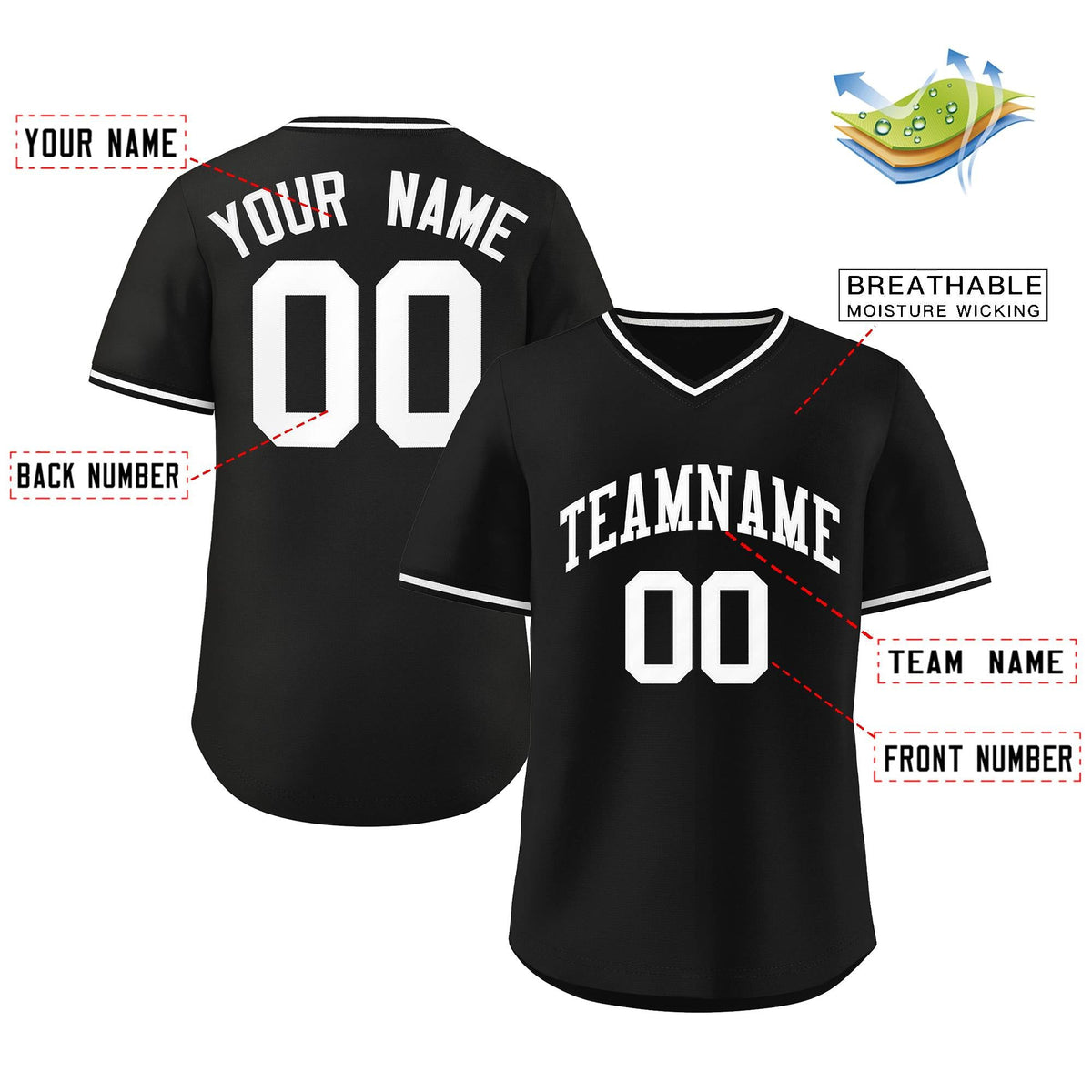 Custom Black White Classic Style Authentic Pullover Baseball Jersey Limited