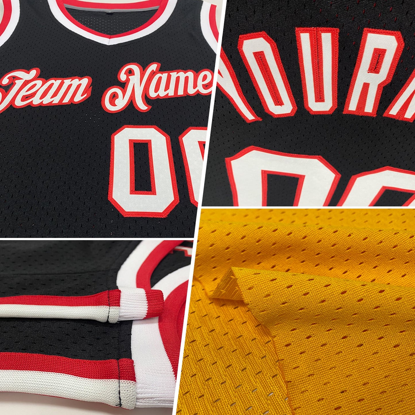 Custom Gold Red Navy-White Authentic Throwback Basketball Jersey Limited