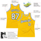 Custom Gold White-Royal Authentic Throwback Basketball Jersey Limited
