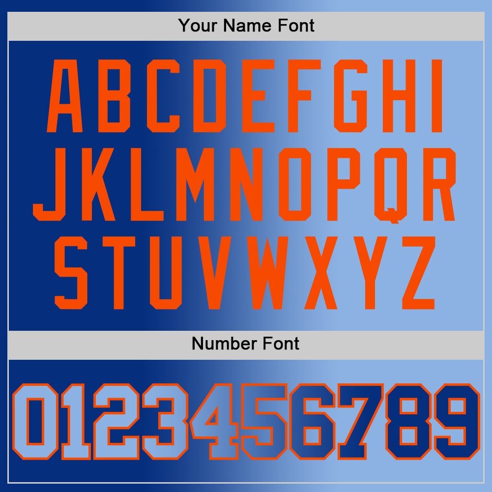 Custom Royal Light Blue-Orange Authentic Gradient Fashion Basketball Jersey Limited