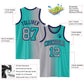 Custom Aqua Gray-Navy Authentic Gradient Fashion Basketball Jersey Limited