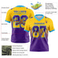 Custom Yellow Purple-Sky Blue Authentic Gradient Square Shape Flag Football Jersey Limited