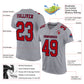 Custom Gray Red-Navy Mesh Authentic Football Jersey Limited