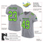 Custom Gray Neon Green-Navy Mesh Authentic Football Jersey Limited