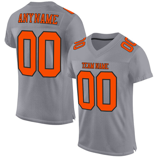 Custom Gray Orange-Black Mesh Authentic Football Jersey Limited