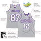 Custom Gray White-Purple Authentic Throwback Basketball Jersey Limited