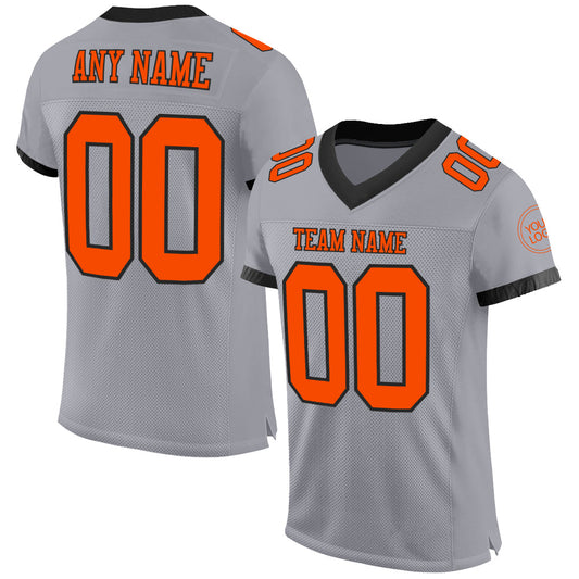 Custom Gray Orange-Black Mesh Authentic Football Jersey Limited