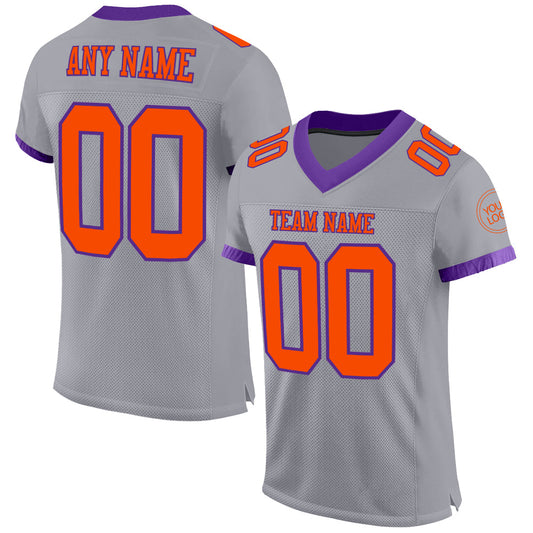 Custom Gray Orange-Purple Mesh Authentic Football Jersey Limited