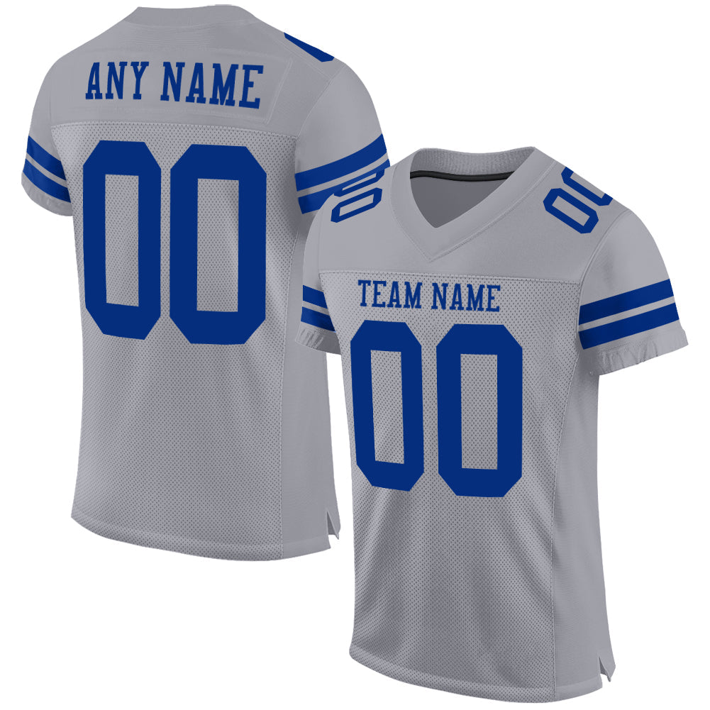 Custom Gray Royal Mesh Authentic Football Jersey Limited