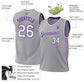 Custom Gray White-Purple Authentic Throwback Basketball Jersey Limited
