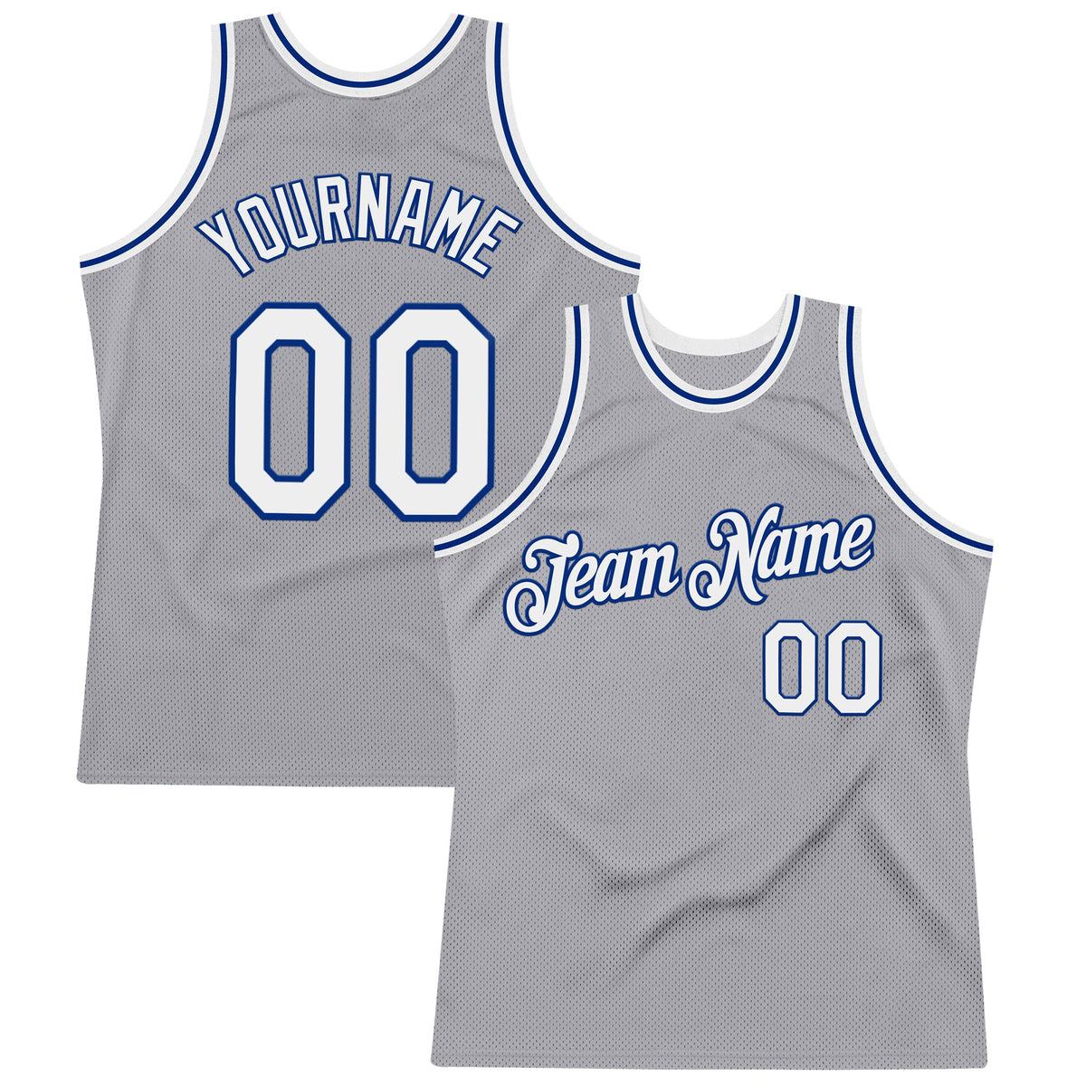 Custom Gray White-Royal Authentic Throwback Basketball Jersey