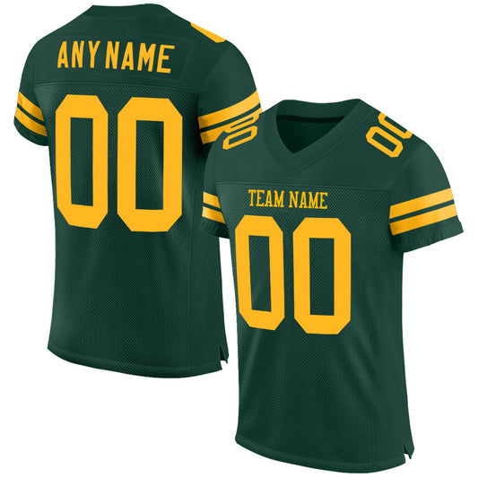 Custom Green Gold Mesh Authentic Football Jersey Limited