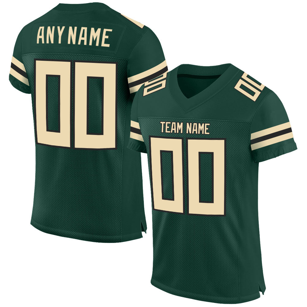 Custom Green Cream-Black Mesh Authentic Football Jersey Limited