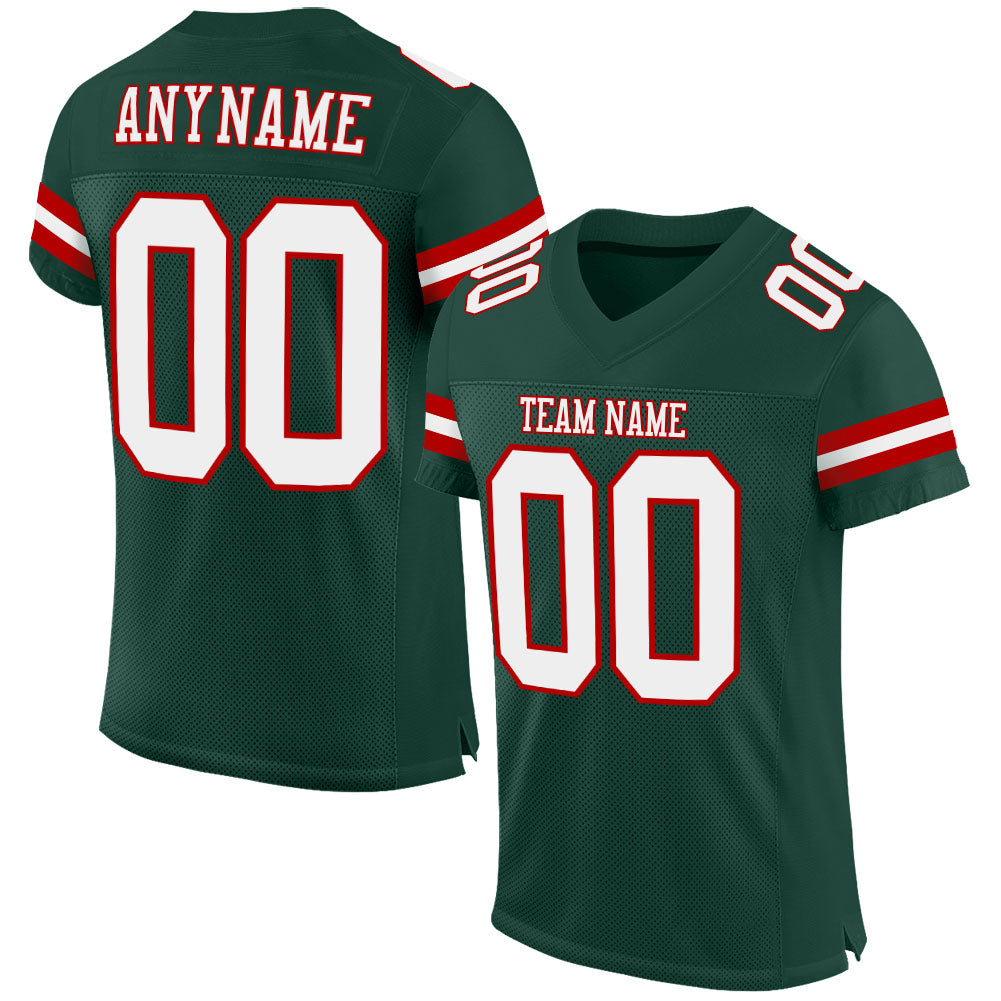 Custom Green White-Red Mesh Authentic Football Jersey Limited