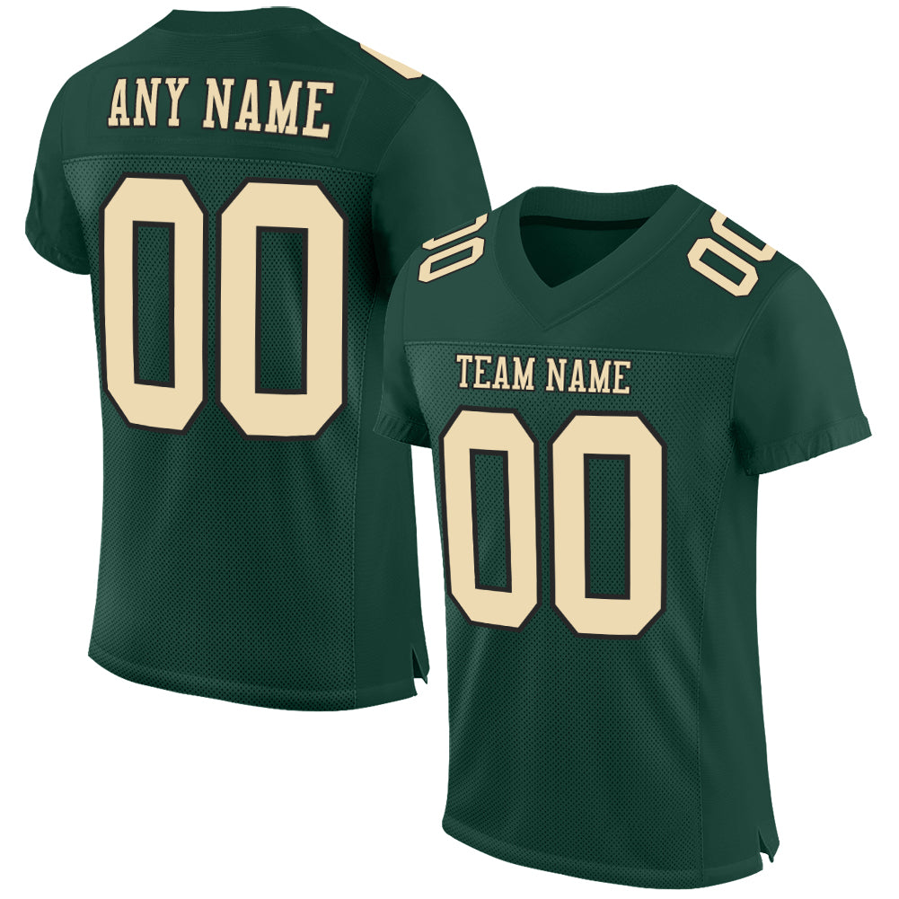 Custom Green Cream-Black Mesh Authentic Football Jersey Limited