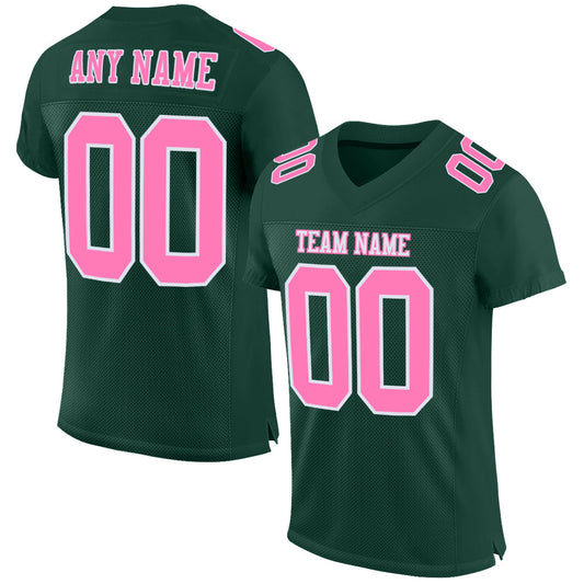 Custom Green Pink-White Mesh Authentic Football Jersey Limited