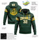 Custom Stitched Green White-Gold Football Pullover Sweatshirt Hoodie Limited