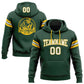 Custom Stitched Green White-Gold Football Pullover Sweatshirt Hoodie Limited
